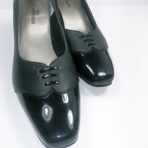 Ros Hommerson, cap toe patent leather, black shoes